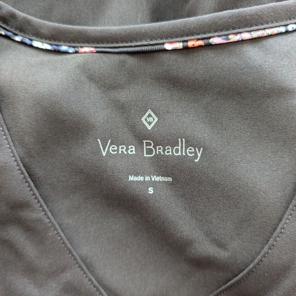 New Vera Bradley Medical Nurse Doctor Uniform Scrub Top V-Neck Black Small‎ - Picture 3 of 3